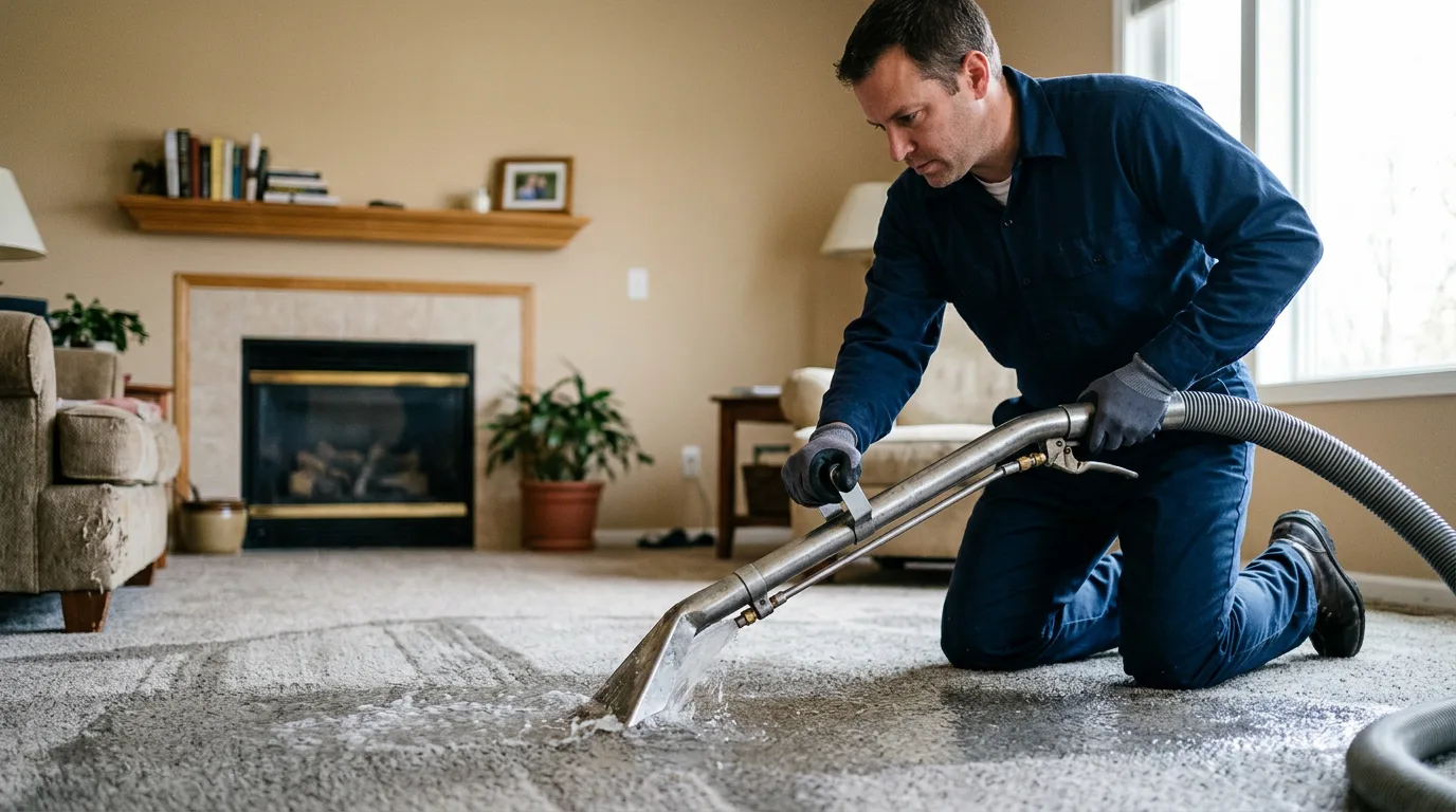 Water damage restoration technician working near Rockwood, ME